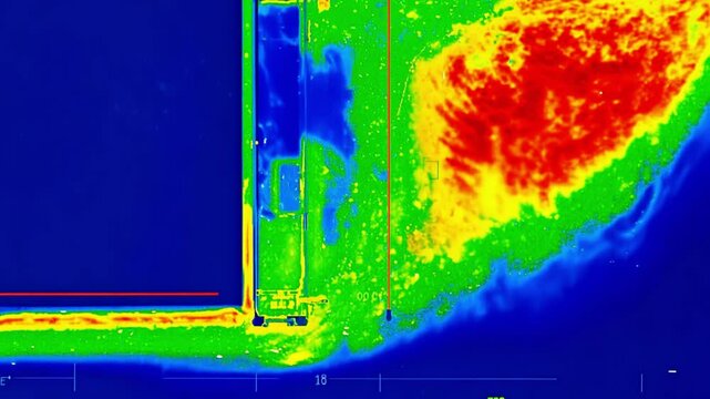 Thermal imaging detecting water damage in building materials