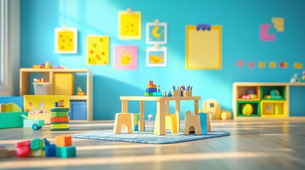 Sunny Day at Play School: A Colorful Classroom Ready for Learning and Fun