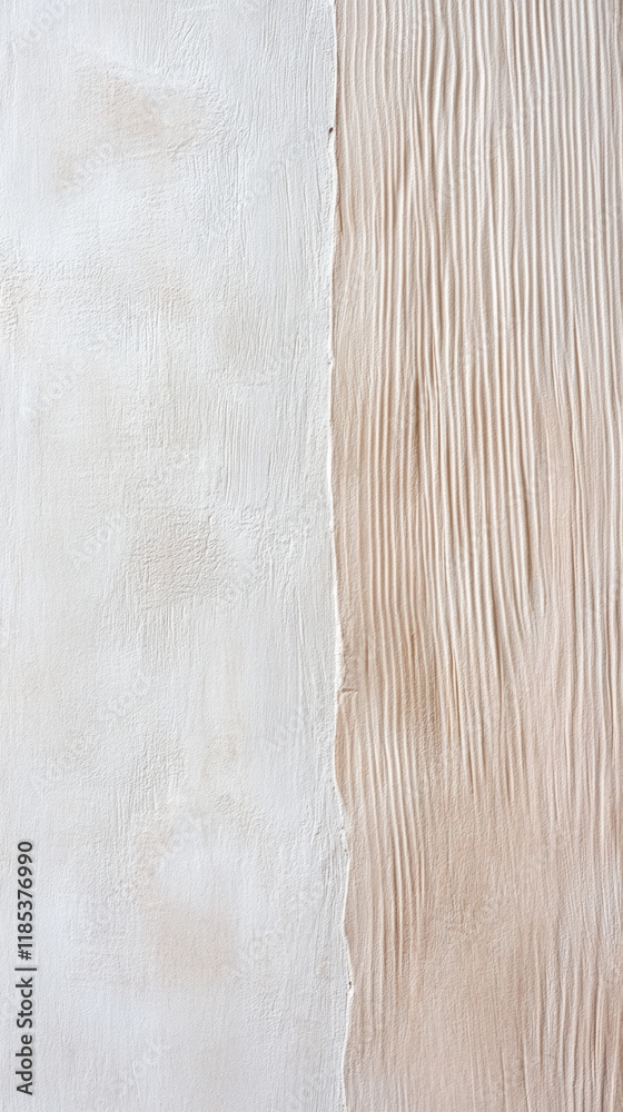 Poster textured wall with white and beige surfaces, showcasing unique patterns and tones