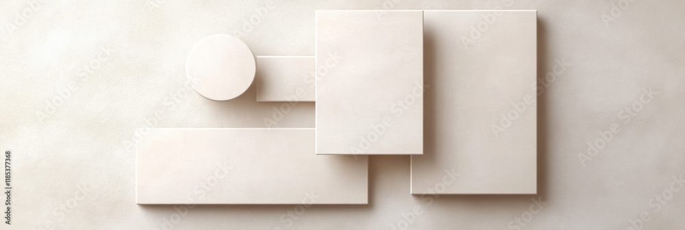 Aufkleber minimalist abstract composition with geometric shapes in neutral tones