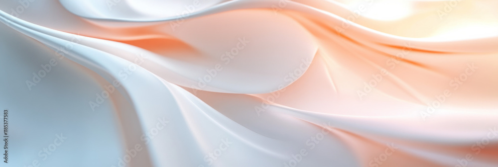 Poster soft flowing fabric in gentle hues of white and peach creates serene atmosphere