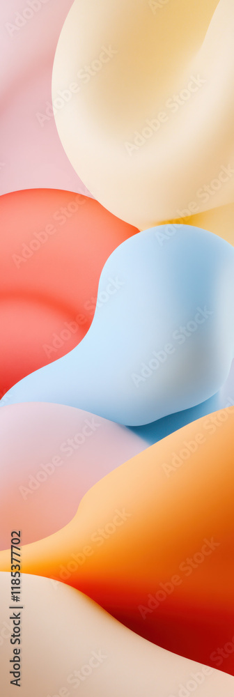 Poster soft, flowing abstract shapes in pastel colors create serene background