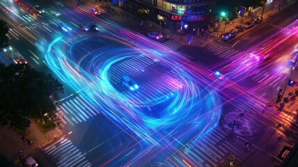 Obraz premium Modern Traffic Control Systems in Urban Intersection