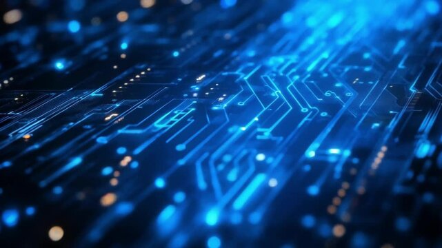 Digital electronic panel pcb illustration scene, seamless looping motion for background video animation.