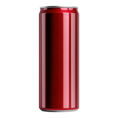 Fototapeta premium Red aluminum drink can mockup, ideal for branding applications, featuring a transparent background for seamless integration into designs