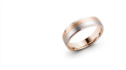 Elegant Two-Tone Wedding Band Featuring Smooth Rose Gold and Polished Silver Design, Ideal for Symbolizing Love and Commitment in Timeless Style