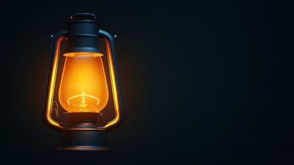 Retro Lantern with Warm Glow Against Dark Background