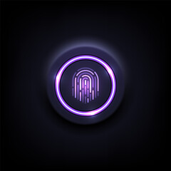 Abstract background with purple fingerprint touch screen