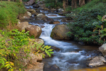 Wild stream in the jungle of Thailand near Khun Korn Waterfall