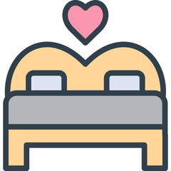 bed icon illustration design with filled outline