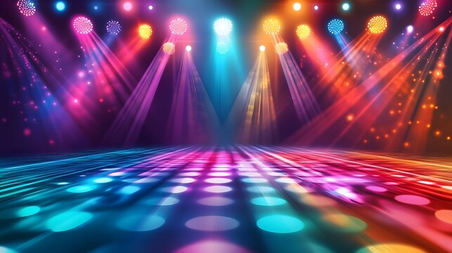 Colorful Stage Lights Illuminate Dance Floor