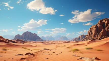 Naklejka premium A desert landscape with a path through the sand