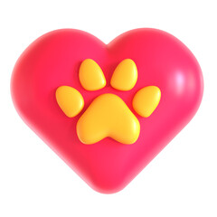 paw love 3d icon illustration 