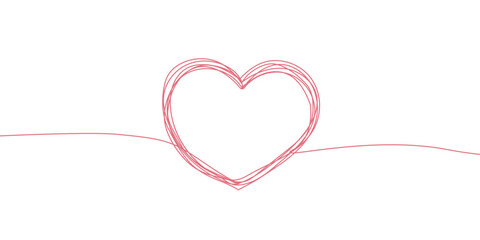 Continuous One Line Drawing of Heart. Vector One Line Illustration Concept for Valentine`s Day. Love Symbol Trendy Sketch Isolated on White Background. Heart in Linear style © Наталья Дьячкова