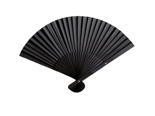 Decorative black hand fan with pleated design for elegant occasions and warm weather use