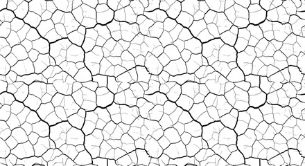 Large Cracks Seamless Pattern on transparent background. Cracks Texture backdrop. Grunge Black crack line of a cracked wall, cracked white paint. Old wall crack vector, grunge ground distress textured