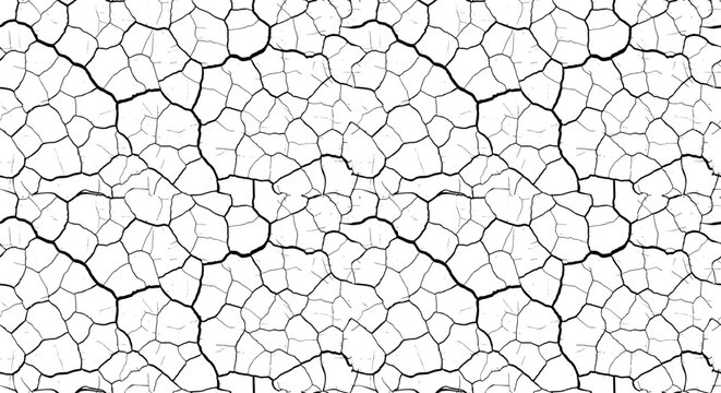 Large Cracks Seamless Pattern on transparent background. Cracks Texture backdrop. Grunge Black crack line of a cracked wall, cracked white paint. Old wall crack vector, grunge ground distress textured