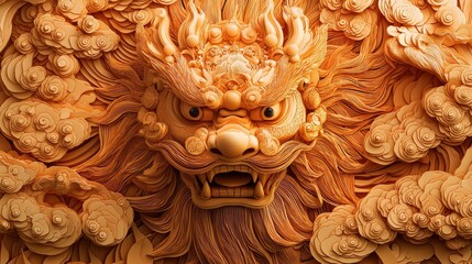 Majestic lion dance performance cultural festival papercut art display urban setting close-up view intricate design inspiration for creative projects