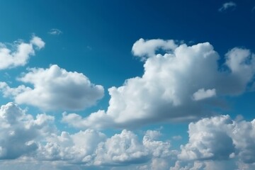 Fluffy white clouds against a bright blue sky. AI generative. .