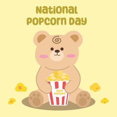 National popcorn day vector design for national popcorn day celebration. Suitable for flat design graphic illustration for social media ads, flyer design, flat illustration, banner, template, poster, 