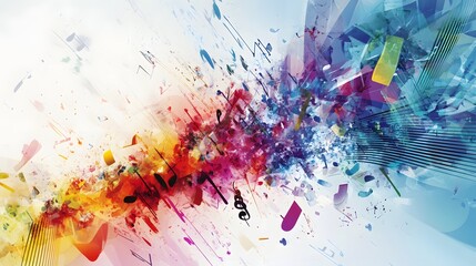 Abstract Colorful Music Notes Exploding Design