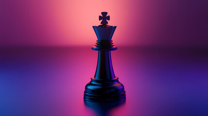 Chess king symbolizing leadership in purple light