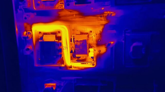 Thermal image showing overheating electric components