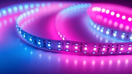 Pink and Blue LED Strip Lights - Neon Glow Abstract Background