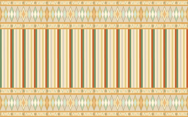 Abstract vintage diamonds pattern with stripes on Earth tones tribal inspired, decorative design wall art background.