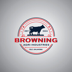 Cow Logo. Cow farm logo design vector. Vintage Cattle Angus Beef logo