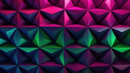 Abstract Geometric Pattern Purple Green Triangles 3D Rendering Colorful Background Design