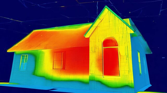 Thermal imaging detecting heat loss from house