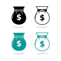 Money bags icon pack illustration