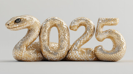 Obraz premium happy new year 2025 make of snake text on dark white background