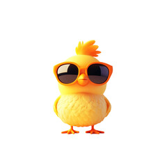 Naklejka premium Cute yellow chick wearing sunglasses, exuding fun and playful vibe
