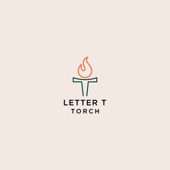 
Torch vector logo design with T letter