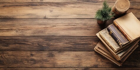 Naklejka premium old book on wooden background