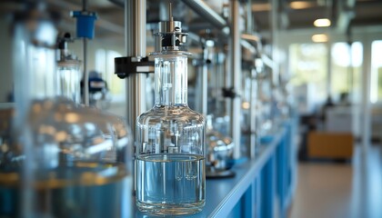 A sustainable research laboratory practicing ecofriendly methods, green chemistry principles, and innovative technology for a cleaner, greener future in scientific advancements