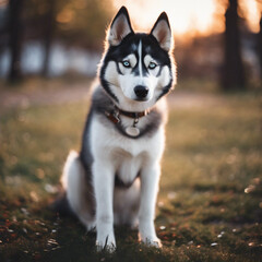 Naklejka premium Husky Dog Closeup