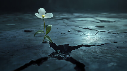 Flower of life blooming through cracks