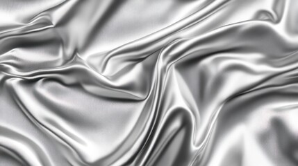 Obraz premium Abstract silver fabric texture with soft folds and waves.