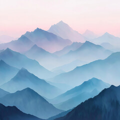 Fototapeta premium Mystical Mountain Peaks in Misty Tranquility