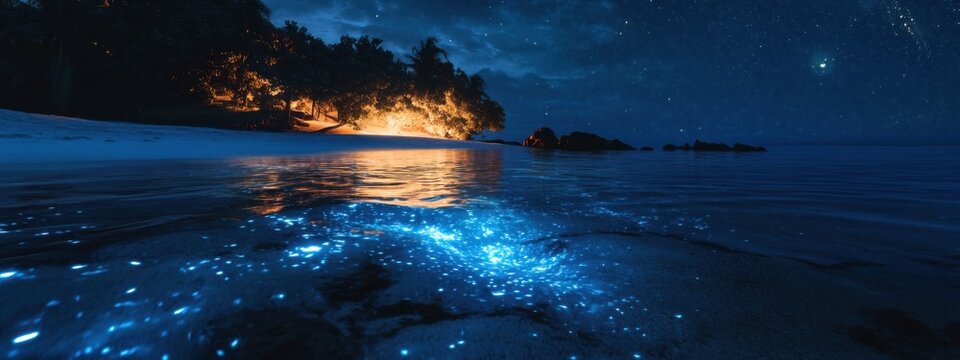 An intimate shot of the bioluminescent algae blooming in the waters of Vaadhoo Island, Maldives, Marine scene