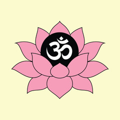 om hindu religion sign in pink lotus