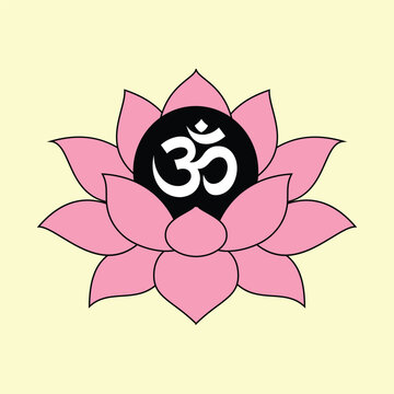 pink lotus flower with om symbol clip art preview