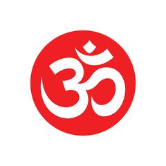 om hindu sign symbol in red circle