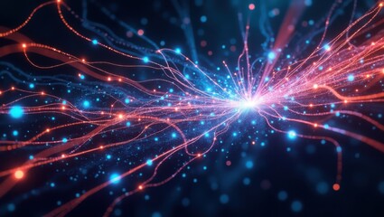 Fototapeta premium Dynamic Glowing Waves of Particles Representing Futuristic Energy, Data Flow, and Quantum Innovation.