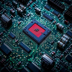High Tech Microchip Closeup  Circuit Board  Electronics  Technology