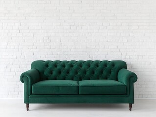Elegant green sofa in modern home interior design minimalist room cozy atmosphere contemporary style