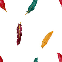 Fototapeta premium A Pattern of Colorful Feathers Set Against a Crisp White Background for Visual Appeal